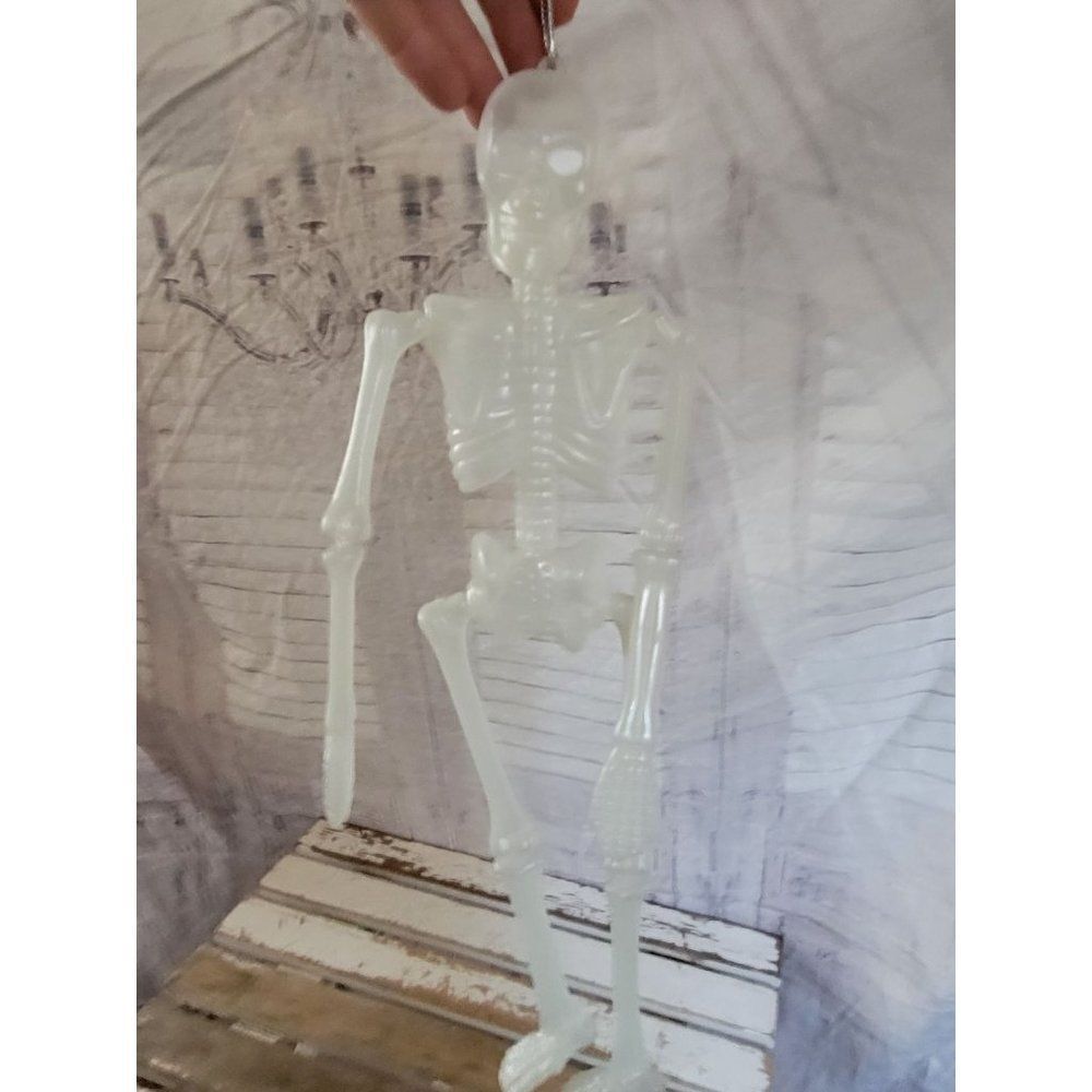 Mini clear skeleton glow in the dark hanging blow mold plastic decor table home